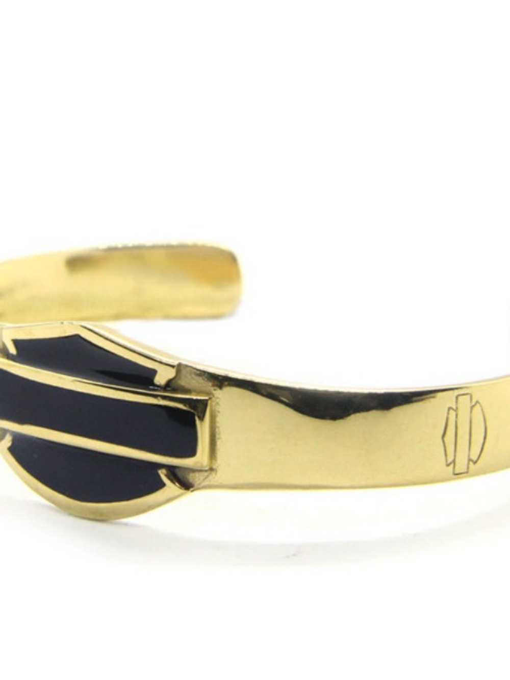 Harley-Davidson Gold and Black Enamel Men's Cuff Bracelet